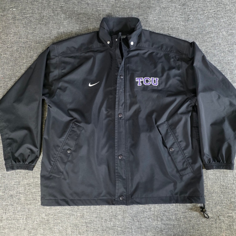 Vintage Nike TCU Horned Frogs Jacket Mens Large Black Made in USA Windbreaker
